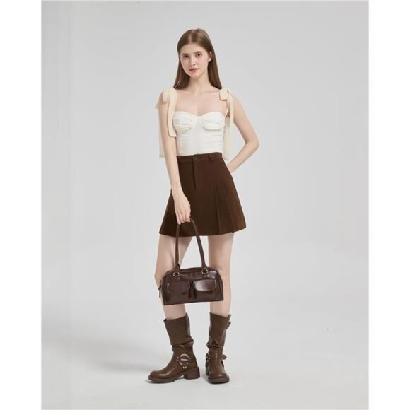 Shoulder Purses Bag Women Trendy - PU Leather Brown - Picture 6 of 7